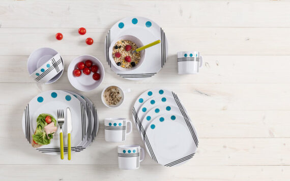 BERGER - SET PIATTI DOTS 16 PEZZI  BLU 498620 - immagine 2