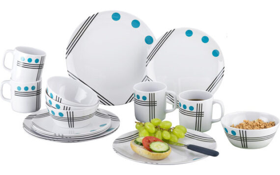 BERGER - SET PIATTI DOTS 16 PEZZI  BLU 498620