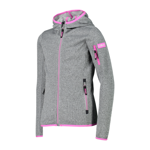 F.LLI CAMPAGNOLO - GIACCA GIRL FIX HOOD KNITTED 30UN GLACIER CEMENTO 30H5905