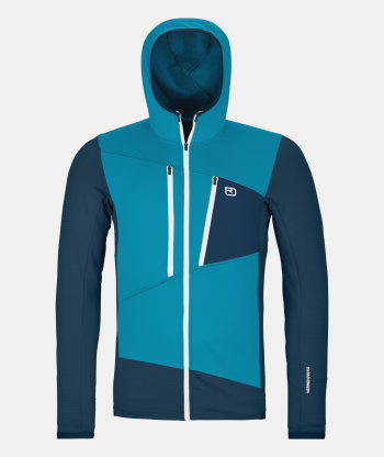 ORTOVOX - GIACCA FLEECE GRID HOODED JKT 52001 MOUNTAIN BLUE 87214