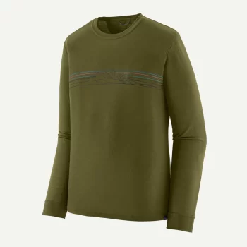 PATAGONIA - T-SHIRT L/S CAP COOL MERINO  STPN STRATA STRIPES POND GREEN 44585