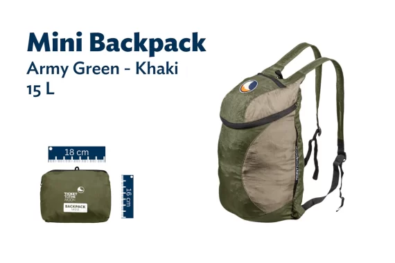 TICKET TO THE MOON - ZAINO MINI 15 LT  ARMY GREEN/KHAKI TMMBP