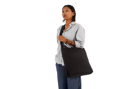 TICKET TO THE MOON - BORSA ECO BAG MEDIUM  BLACK TMEBM