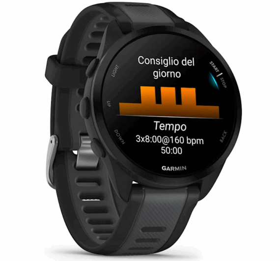 GARMIN - OROLOGIO GPS FORERUNNER 165 BLACK  BLACK/SLATE GREY 02863-20 - immagine 2