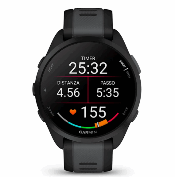 GARMIN - OROLOGIO GPS FORERUNNER 165 BLACK  BLACK/SLATE GREY 02863-20 - immagine 3
